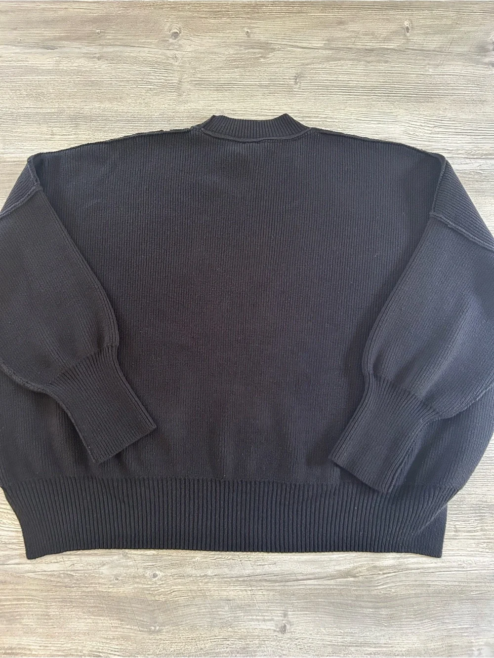Free People Black Easy Street Tunic Oversized Ribbed Knit Pullover Sweater